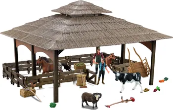 domeček pro figurky Rappa 215450 Stáj s koňmi a farmářským příslušenstvím