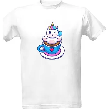 Tričko s potiskem Jednorožec káva 2 pánské