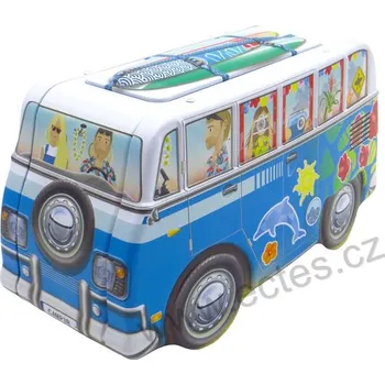 Dóza na potraviny AUTOBUS BLUE retro plechová dóza velký modrý karavan - cesta k moři za surfováním