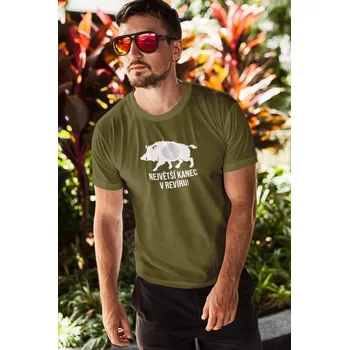 Pánské tričko Pánské tričko Největší kanec Barva: Khaki, Velikost: XL