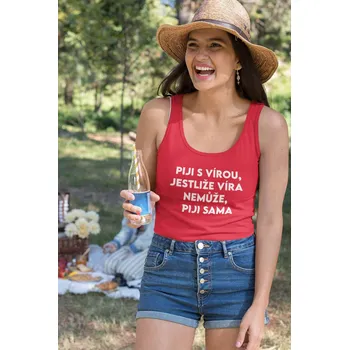 Dámské tílko Piji s Vírou Barva: Červená, Velikost: XL