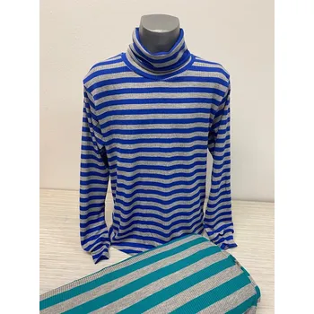 Chlapecké tričko Pruhovaný rolák 2 barvy, velikost 146, Barva středně modrá, Střih s nápletem