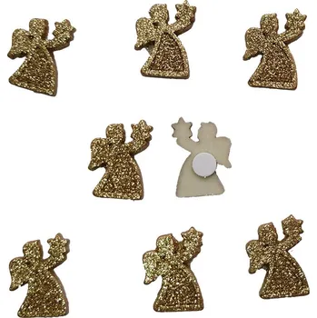 Vánoce Anděl Zlatý andílek s glitry a lepítkem, 8 ks - 3 cm