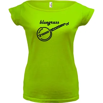 Dámské tričko BLUEGRASS BANJO (Dámské tričko zelené, černý potisk) (Dámské tričko s potiskem)