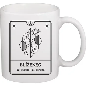 Hrnek malý bílý s potiskem Zvěrokruh blíženec