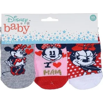 Dívčí oblečení Dívčí Minnie ponožky - šedá/růžová/červená Velikost: 56/58