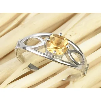 Prsten Citrín zdobený prsten standard brus Ag 925/1000+Rh