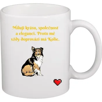 Pánské tričko Hrnek malý bílý s potiskem Kólie a elegance