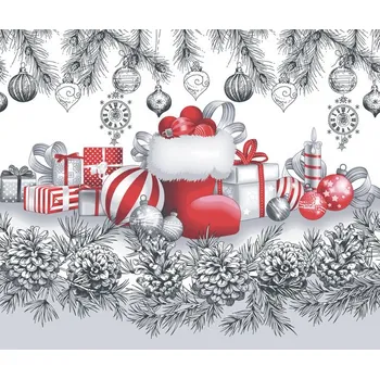 AR Vaflové piké vánoční tradice panel červená 62,5 x 50 cm