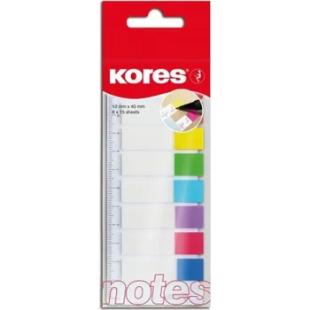 Samolepící bloček Samolepicí záložky Kores Index Strips - 8 x 15 lístků / průhledné