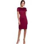 K041 Plášťové šaty s kapucí na zádech - bordó EU L