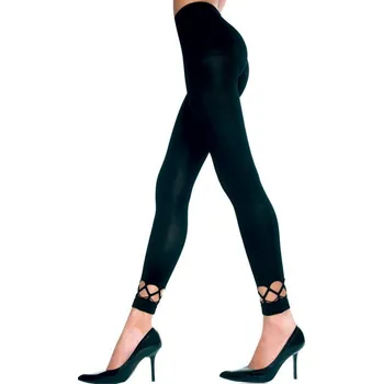 Dámské erotické prádlo Crochet ankle spandex leggings BLACK, One Size (S-L 34 - 40)