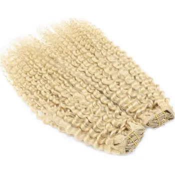 Příčesek Deluxe clip in kudrnaté vlasy 100% lidské REMY 50cm - platina