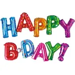 Fóliový balónek nápis Happy B-day!, barevný, 2 ks