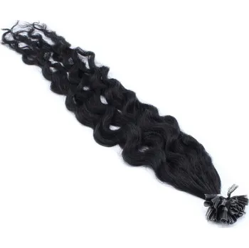 Příčesek 60cm vlasy pro metodu keratin 0,7g/pr. kudrnaté – černá