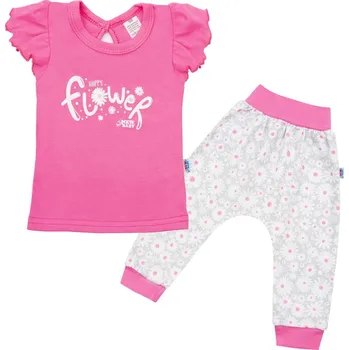 Kojenecká souprava 2-dílná kojenecká bavlněná souprava New Baby Happy Flower tmavě růžová, vel. 62 (3-6m)