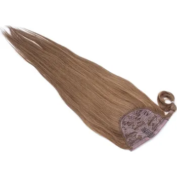 Příčesek Clip in culík z pravých lidských vlasů rovný 60cm - středně hnědá