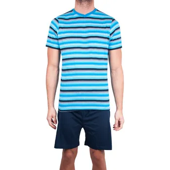 Pánské pyžamo Molvy KT-073 modré s pruhy