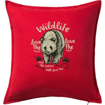 Polštář Wildlife medvěd - Polštář 50x50 - 50x50 - Včetně výplně ( Červená )