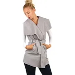 Glara Dámská dlouhá vesta s páskem - široký límec 754970