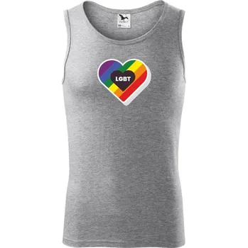 LGBT srdce duhové - Tílko pánské Core - XL ( Tmavě šedý melír )