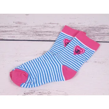 Dámské ponožky CNB BERLIN Ponožky DE 54330 modré s bílou a růžovou proužkované velikosti ponožek: 20-22 ( EUR vel. 31-34)
