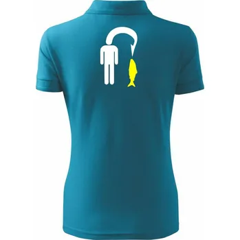 Rybaření - Člověk na háčku - Polokošile dámská Pique Polo - XL ( Tmavý tyrkys )