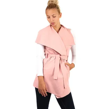 Dámská vesta Glara Dámská dlouhá vesta s páskem - široký límec 754952