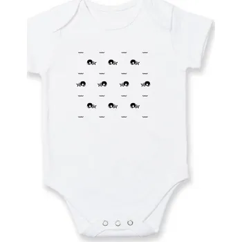 Kojenecké oblečení Rybky smrtky - Body kojenecké s krátkým rukávem - Krátký r. do 3 měs ( Bílá )