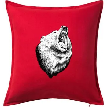 Polštář Medvěd trošku naštvaný - Polštář 50x50 - 50x50 - Pouze potah ( Červená )