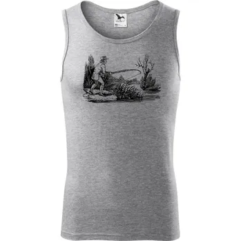 Pánské termoprádlo Kreslený rybář nahazující - Tílko pánské Core - L ( Tmavě šedý melír )