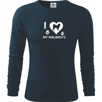 Pánská móda I Love My Malamute - Triko s dlouhým rukávem FIT-T long sleeve - S ( Námořní modrá (velmi tmavá - téměř černá) )