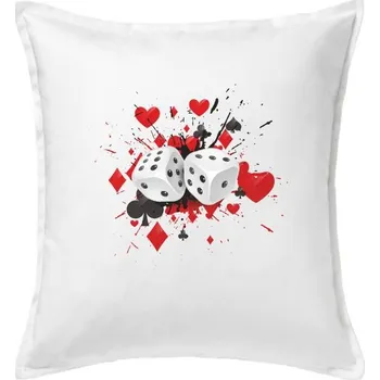 Polštář Poker kostky splash - Polštář 50x50 - 50x50 - Pouze potah ( Bílá )
