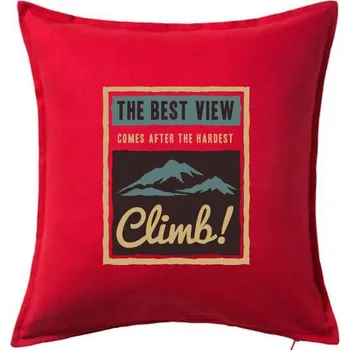 Polštář The best view climb - Polštář 50x50 - 50x50 - Pouze potah ( Červená )