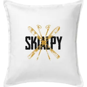 Polštář Skialpy nápis lyže - Polštář 50x50 - 50x50 - Pouze potah ( Bílá )