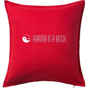Polštář Karma nápis dlouhý - Polštář 50x50 - 50x50 - Včetně výplně ( Červená )