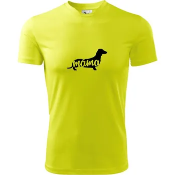 Jezevčík krátkosrstý máma obrys - Dětské triko sportovní (dresovina) - 158 cm/12 let ( Neonově žlutá )