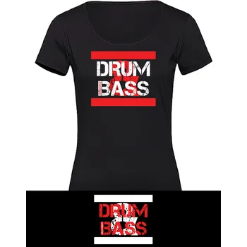 Dámské tričko Dámské tričko DRUM & BASS Old Stripes Velikost: M, Barva: Černá - Design 1