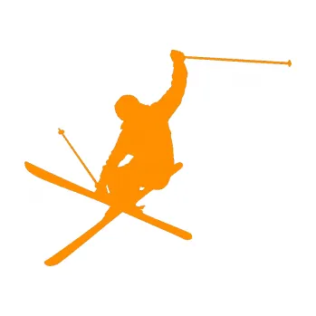 Samolepicí dekorace na vozidlo Lyžař 024 levá (06 - oranžová) SAMOLEPKA NA AUTO, NÁLEPKA, FÓLIE, POLEP, TUNING, VLASTNÍ TEXT, TISK, AUTOSAMOLEPKY.cz, POLEPY, OBRÁZEK, LOGO, 3D STICKERS