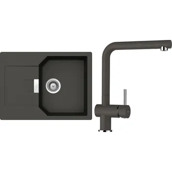 Granitový dřez Set Schock S16-3 (dřez Manhattan D-100S Asphalt + baterie Epos Asphalt)