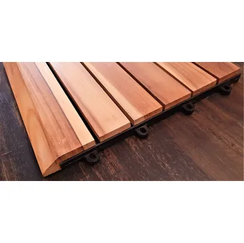 Venkovní dlažba Desky HEVEA - Colombo Trading Olejované teakové terasové dlaždice \"Indonesia\" se šikmou přechodovou hranou 30 x 30 x 2,4 cm 1 ks