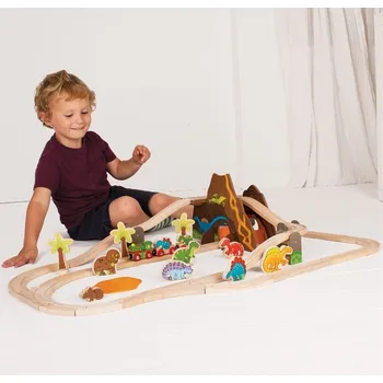 Vláček a vláčkodráha Bigjigs Rail Dřevěná vláčkodráha dinosauři