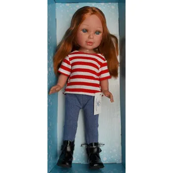 Panenka Realistická panenka Paulina v červenobílém pruhovaném tričku od firmy Vestida de Azul (Paulína - 33 cm)
