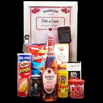 Dárkový potravinový koš TREZOR – dárková bedna s potiskem (obsah: Legendario Ronssé)