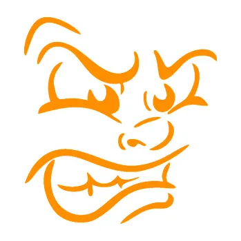 Samolepící dekorace Obličej 001 pravá naštvaný (06 - oranžová) SAMOLEPKA NA AUTO, NÁLEPKA, FÓLIE, POLEP, TUNING, VLASTNÍ TEXT, TISK, AUTOSAMOLEPKY.cz, POLEPY, OBRÁZEK, LOGO, 3D STICKERS