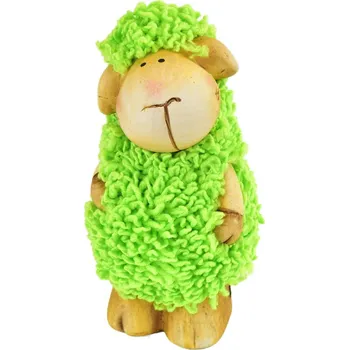 Velikonoční dekorace Ovečka keramická kudrnatá zelená 12 cm