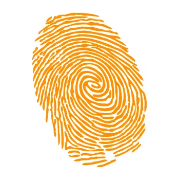 Samolepící dekorace SAMOLEPKA Otisk prstu 001 levá (06 - oranžová) NA AUTO, NÁLEPKA, FÓLIE, POLEP, TUNING, VLASTNÍ TEXT, TISK, AUTOSAMOLEPKY.cz, POLEPY, OBRÁZEK, LOGO, SAMOLEPKY