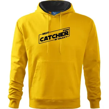 Pánská mikina Rybaření - Best fish catcher in galaxy - Mikina pánská Cape s kapucí - L ( Žlutá )