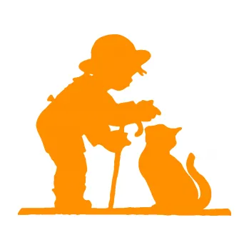 Samolepící dekorace Interiér 002 levá dítě s kočičkou (06 - oranžová) SAMOLEPKA NA AUTO, NÁLEPKA, FÓLIE, POLEP, TUNING, VLASTNÍ TEXT, TISK, AUTOSAMOLEPKY.cz, POLEPY, OBRÁZEK, LOGO, 3D STICKERS