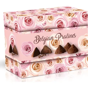 Bonboniéra Selllot, s.r.o., K Hájům 34, 155 00 Praha 5 - Vyrobeno v Belgii Belgické pralinky z mléčné čokolády s čokoládovou náplní - Růžové růže 200 g